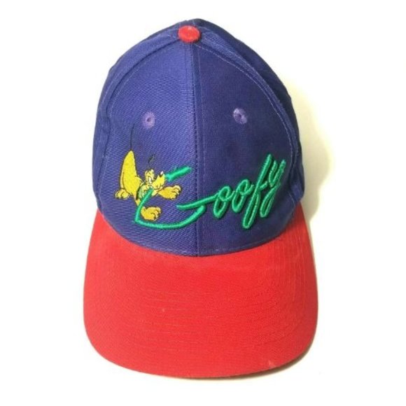 Vintage Goofy’s Hat Co Pluto Goofy Spellout Purple Red Snapback Cap Hat - Picture 1 of 4